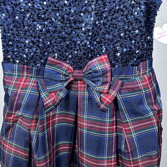 The Children's Place Girls Sequin Plaid Dress Blue Size 16 XXL - Picture 2 of 8